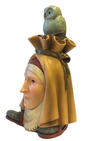 Sculpture of Woman Head Foot Owl Hermit Saints Triptych Bosch statue